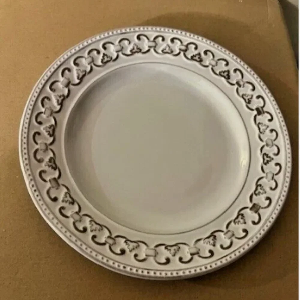 New S/4 Pottery Barn Rustic White Small Plates Mix + Match | 8